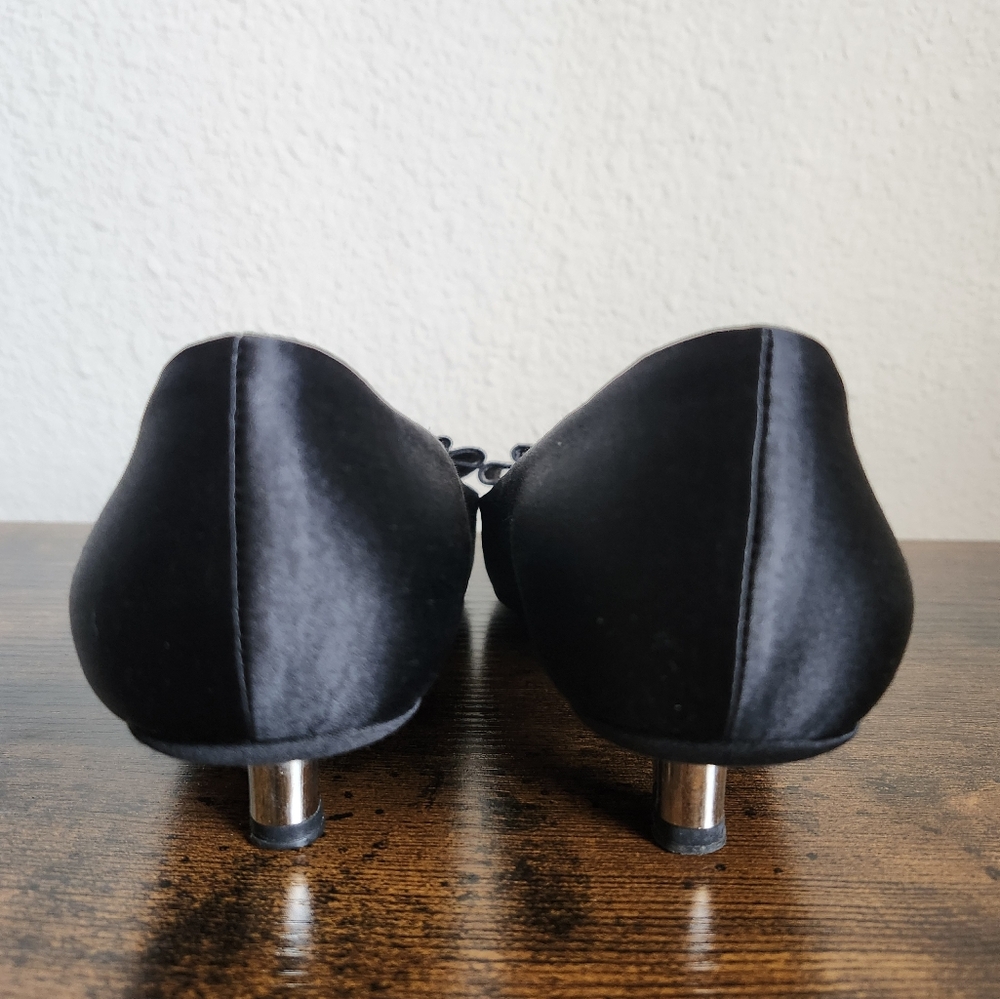 Prada Black Satin Bow Kitten Heels 6.5 - Picture 3 of 11